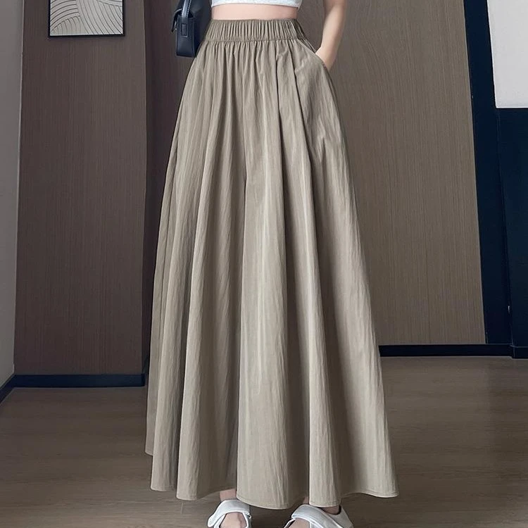 啄木鸟夏季新款百搭休闲山本裤裙时尚显瘦慵懒日系高腰A字半身裙