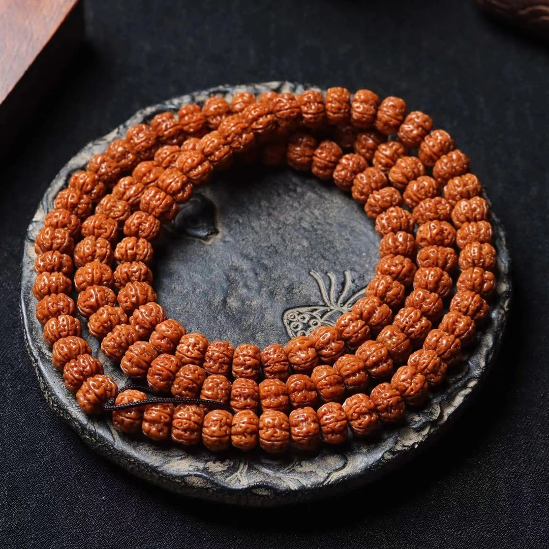 印尼小金刚纯血老树王108颗藏式首尾精工雕刻半玉化打底