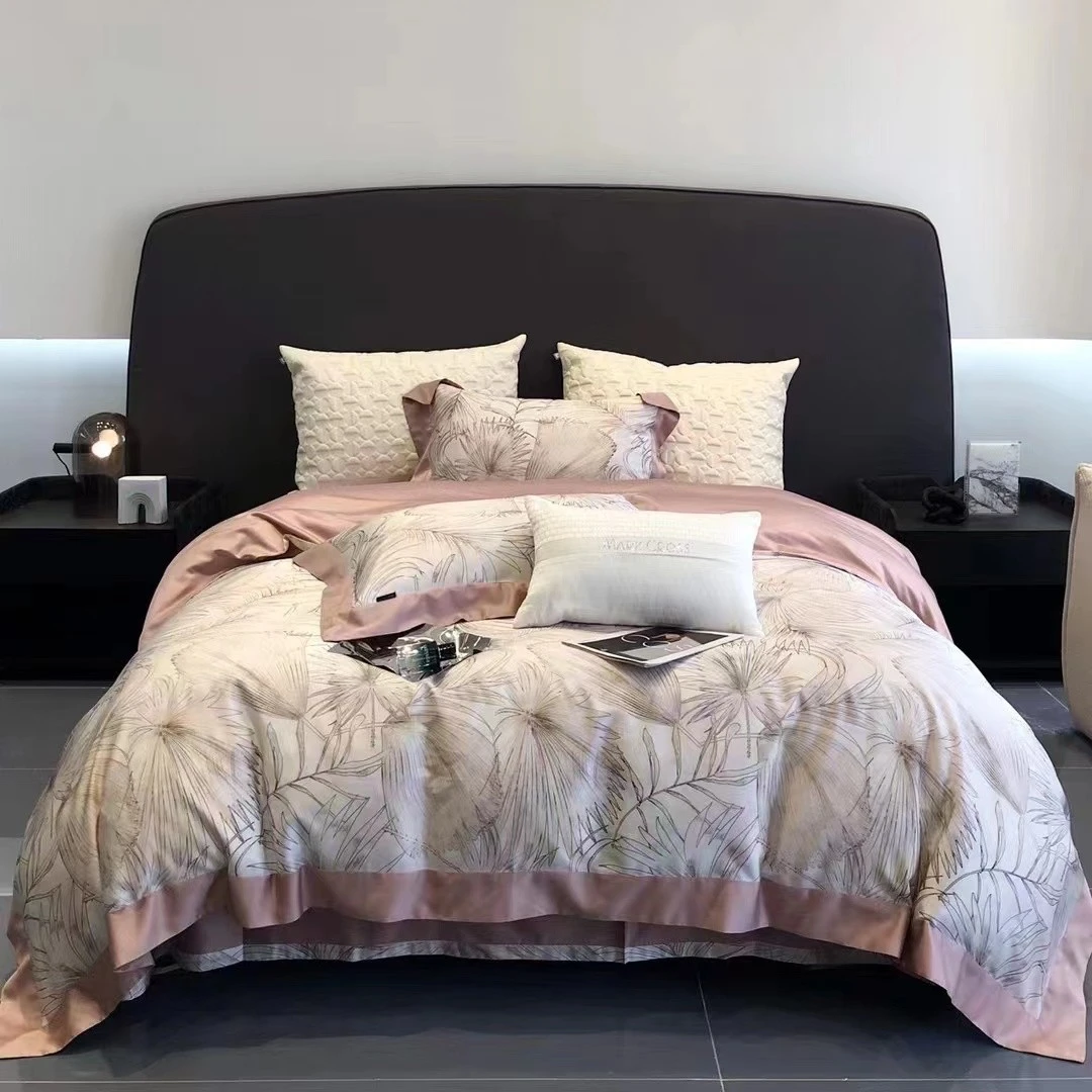 Mark cross奶丝进口兰精天丝长绒棉混纺天丝棉四件套数码印花时尚