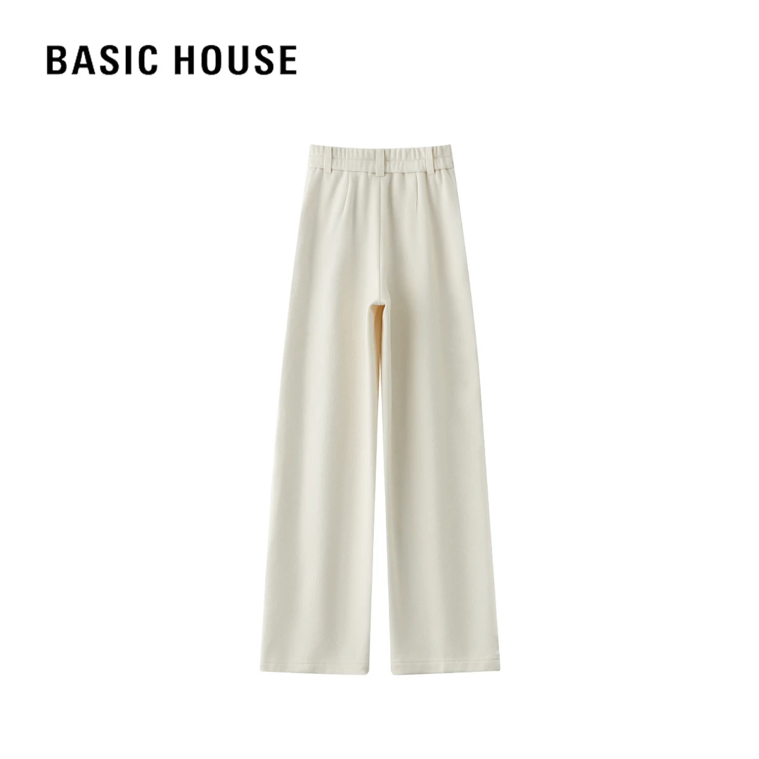 Basic House/百家好女士简约时尚休闲显瘦纯色高腰休闲裤（商）