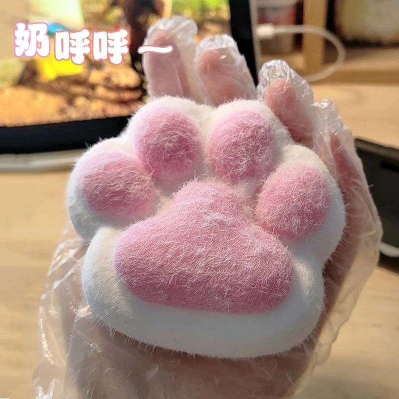 包邮新款猫爪子捏捏乐毛绒植绒大号成品烂泥手感超软解压捏捏玩具