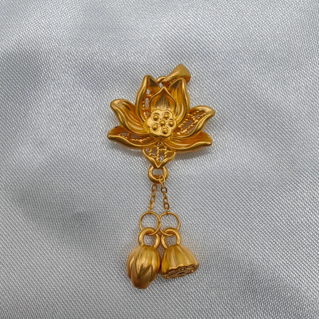 足金饰品/磨砂莲花两世欢/0.98/1B5B1475/h