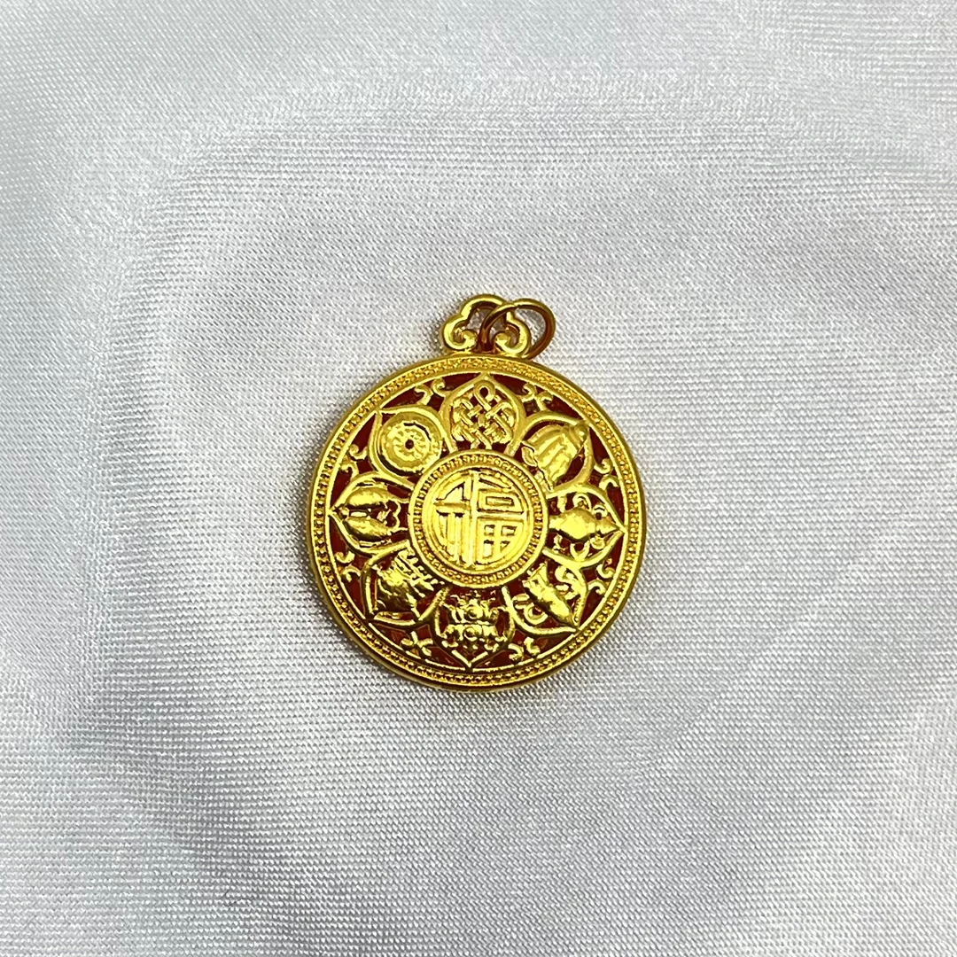 足金饰品/吉祥八宝罗盘圆扣/0.93/1B1214132-0.93/m