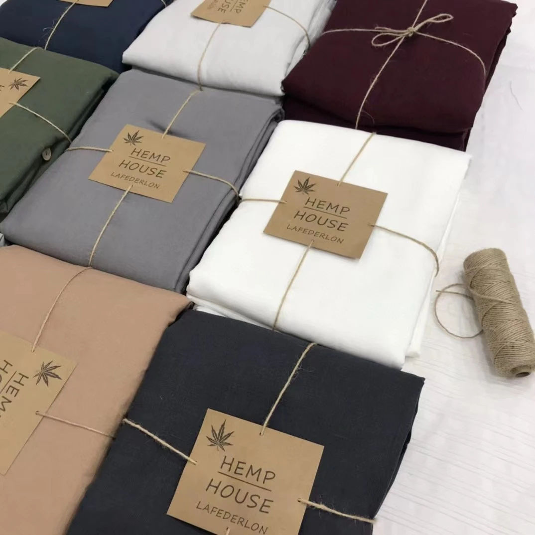 C907外贸尾单【100汉麻】纯色四件套抑菌双面亲肤简约