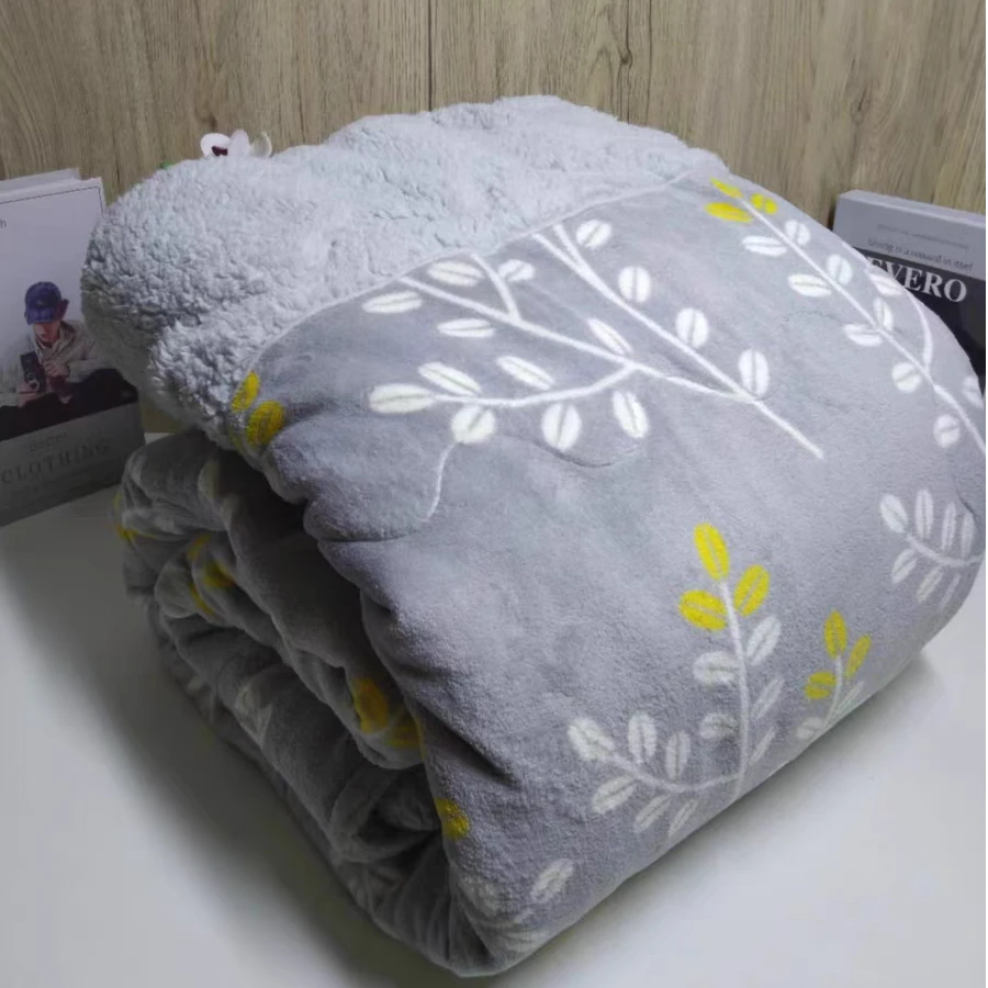 J017外贸尾单1.5*2双层绗缝单人被柔软亲肤仿羊羔毛被子