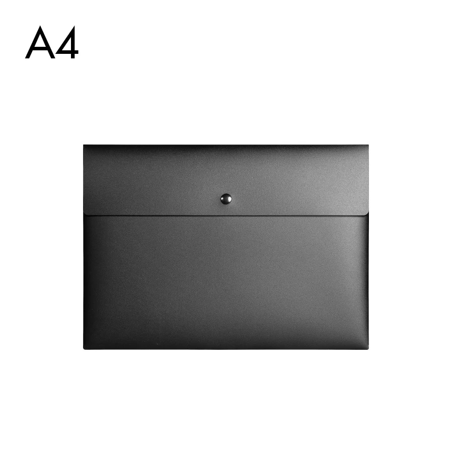 黑色磨砂按扣文件袋A4 商务会议公文袋塑料档案袋办公资料袋防水