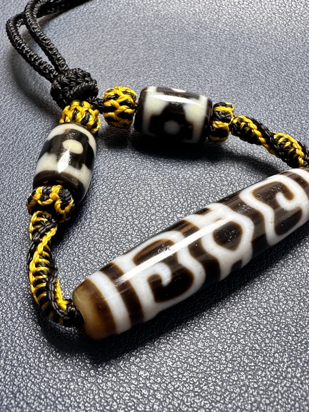 【行运古法】精品黑白套装 莲师发帽玛瑙吊坠