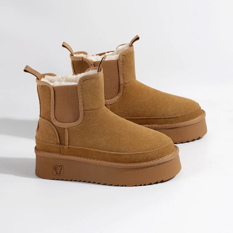 雪地靴2024年新款女款厚底雪地靴加绒加厚中桶百搭保暖女靴5913