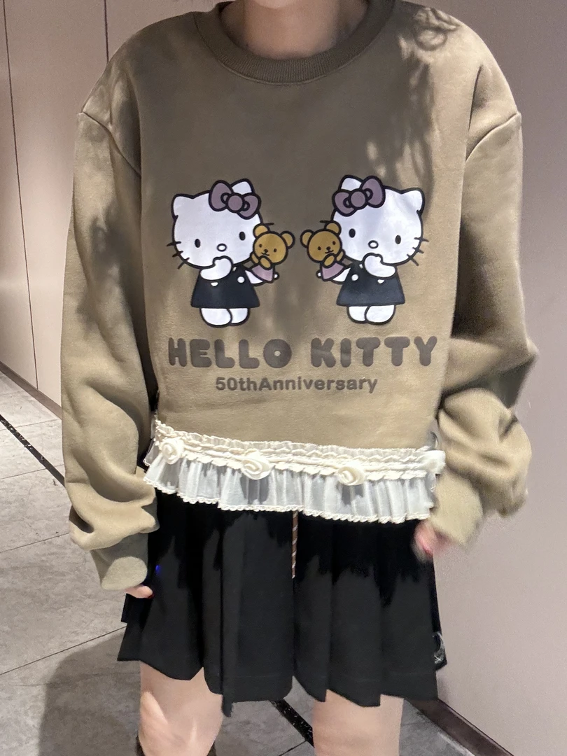 韩版蕾丝kt猫咪卫衣