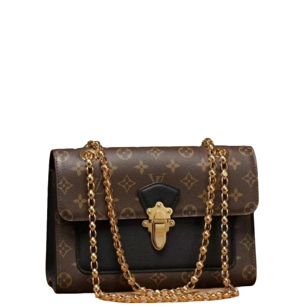 99新 LouisVuitton/路易威登 老花拼黑色维多利亚斜挎包/331969