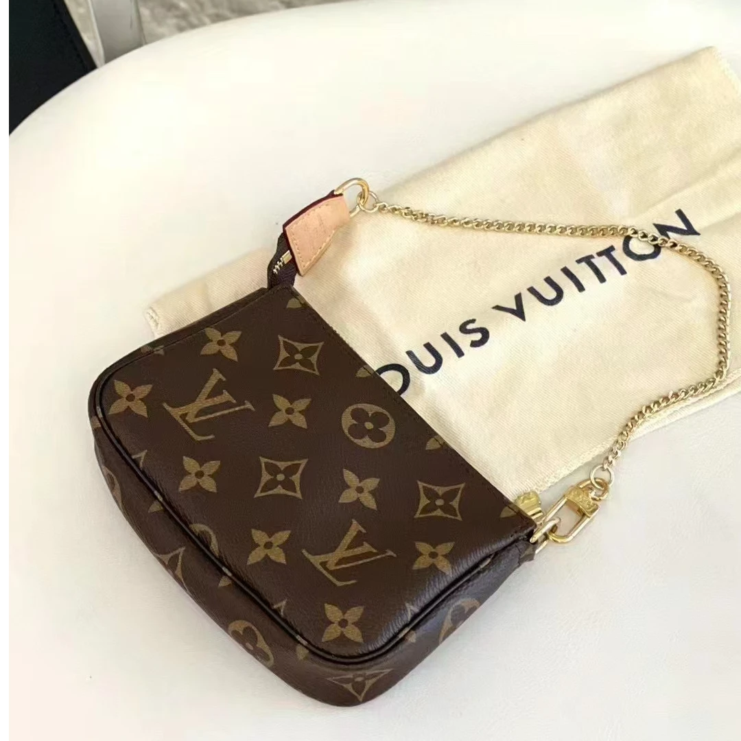 95新 LouisVuitton/路易威登 棕老花小麻将包/330477