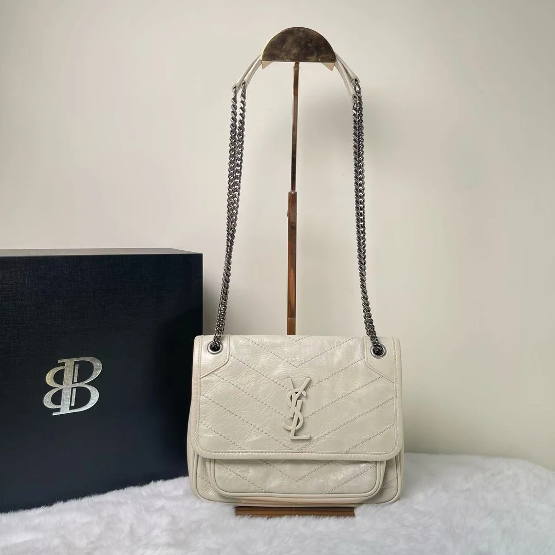 95新 YSL/圣罗兰 奶白色小号niki（D扣/330117