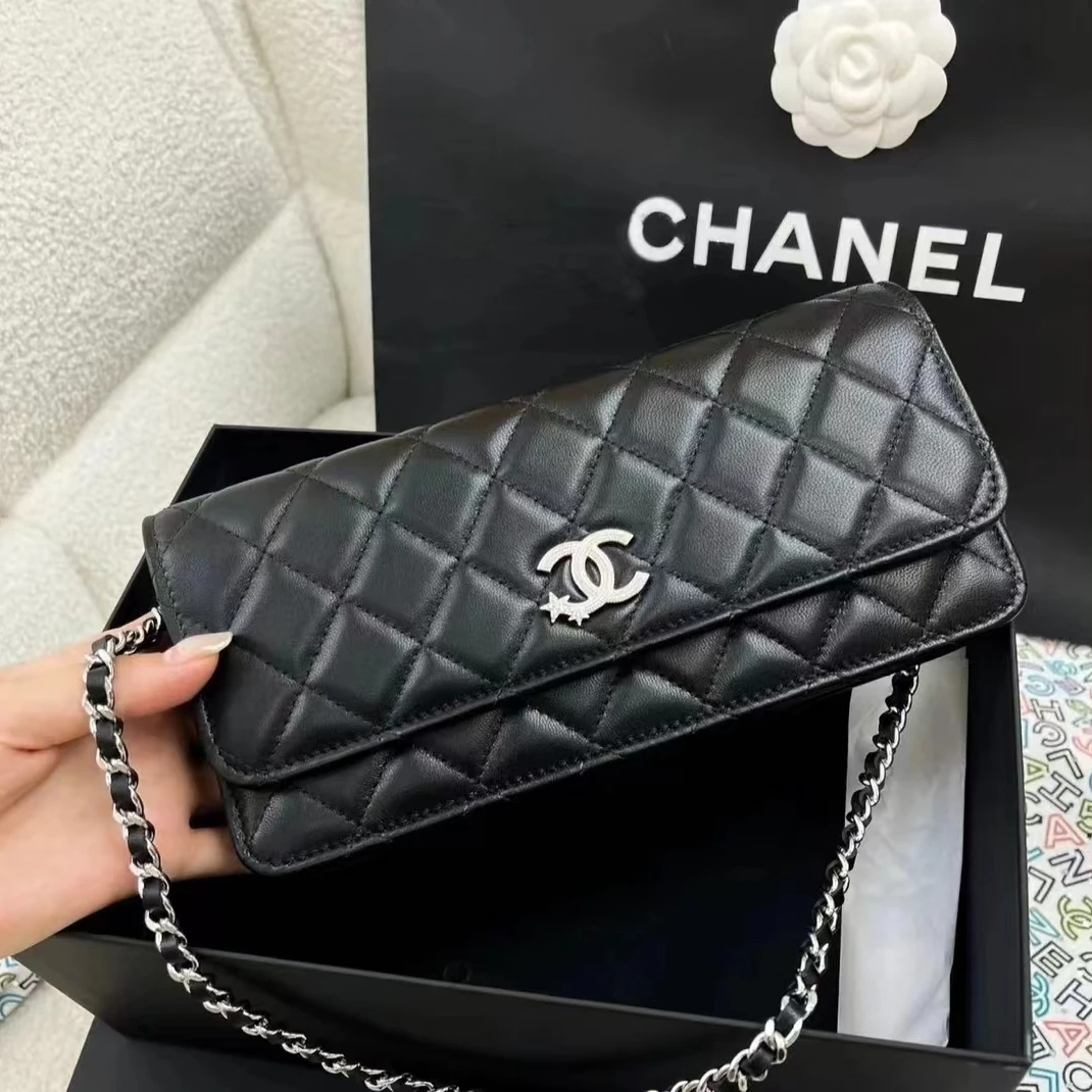 99新 Chanel/香奈儿 24C星星款黑银woc单肩腋下包/330611