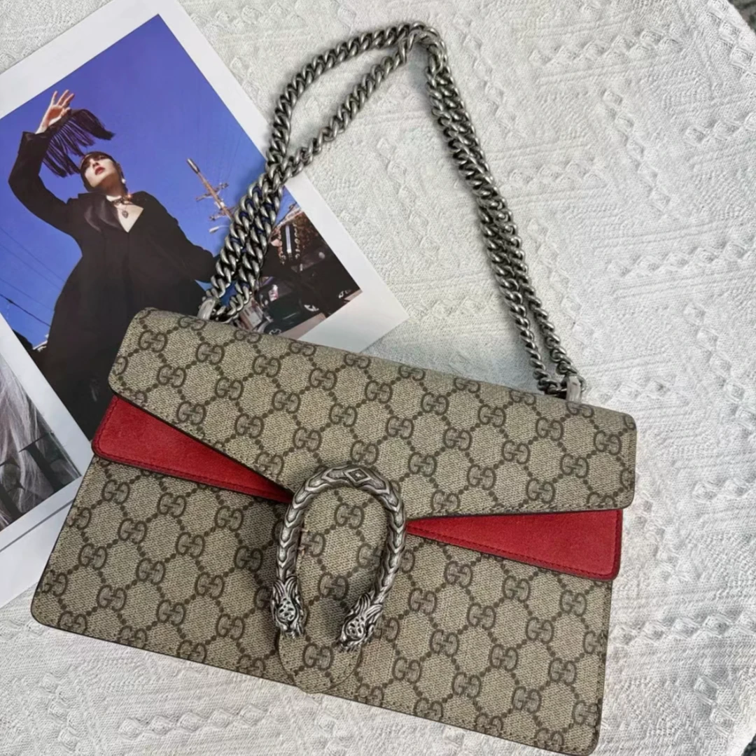 95新 GUCCI/古驰 老花拼红色酒神中号/330788