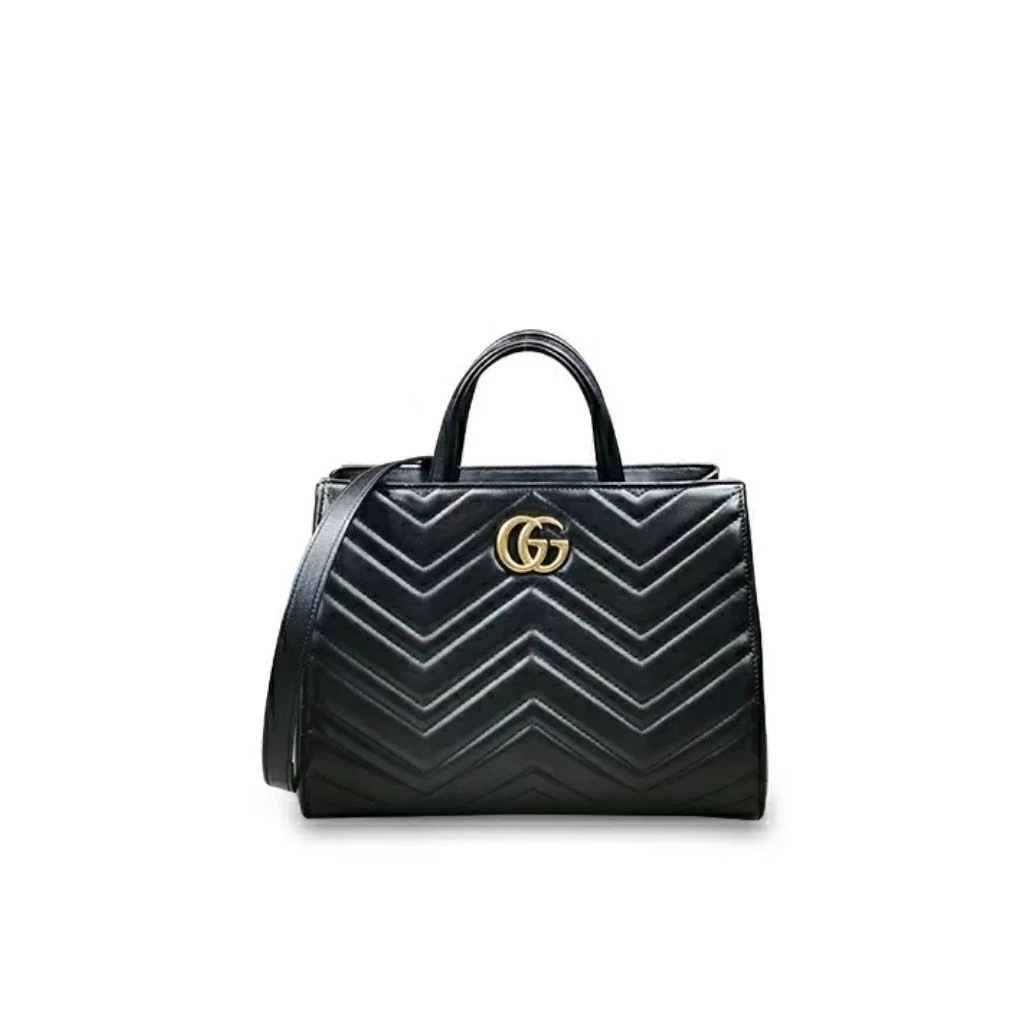 95新 GUCCI/古驰 黑金马蒙托特手提包/330549