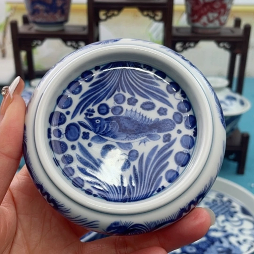 【闪购商品】陶瓷青鱼藻老杯垫