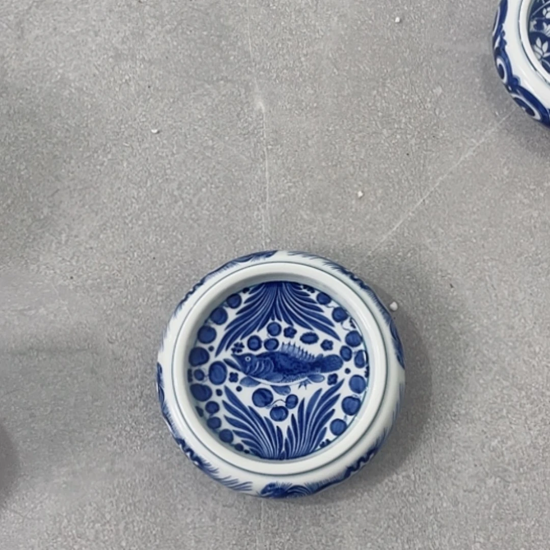 【闪购商品】陶瓷青鱼藻老杯垫