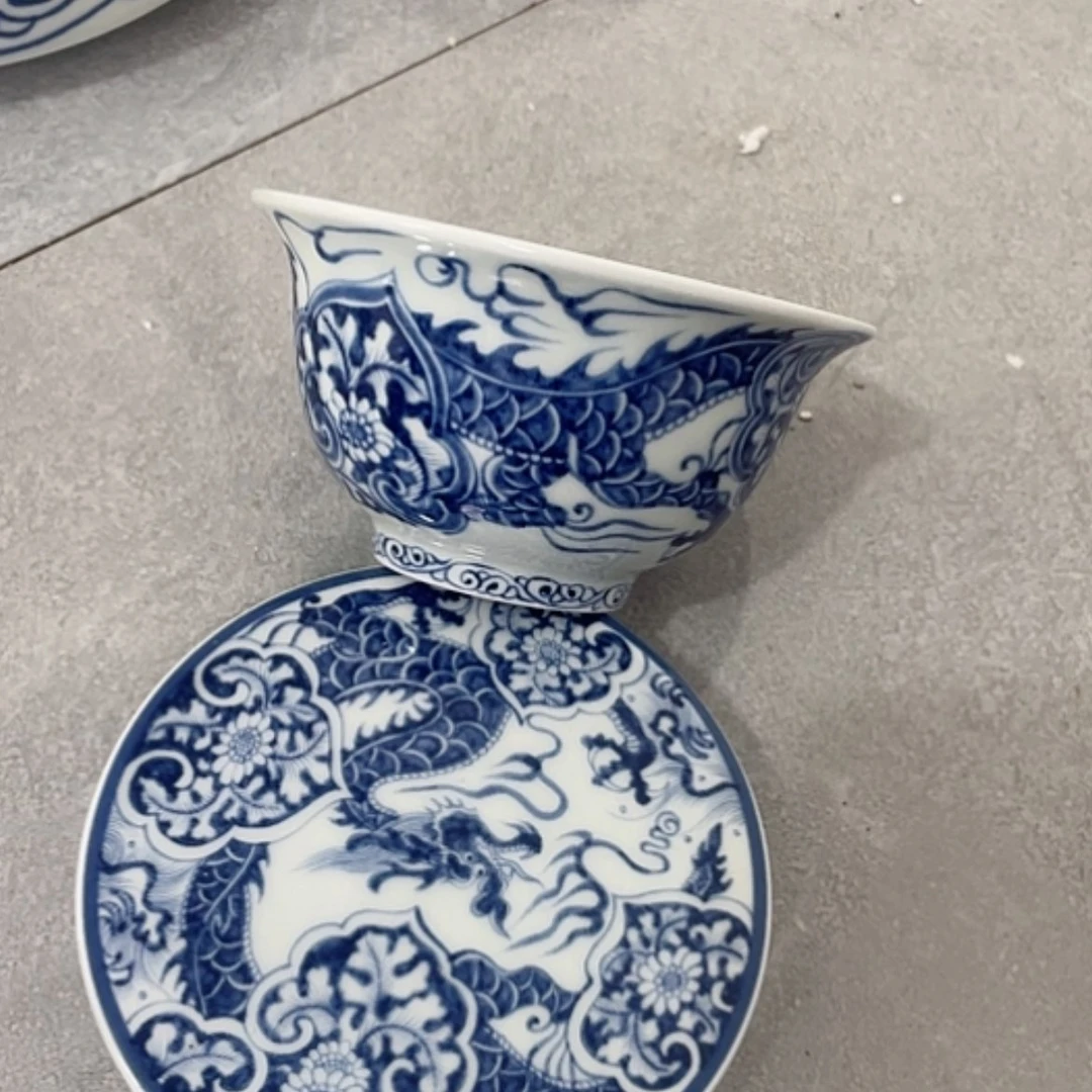 【闪购商品】陶瓷走*白瓷穿花龙压手加杯垫
