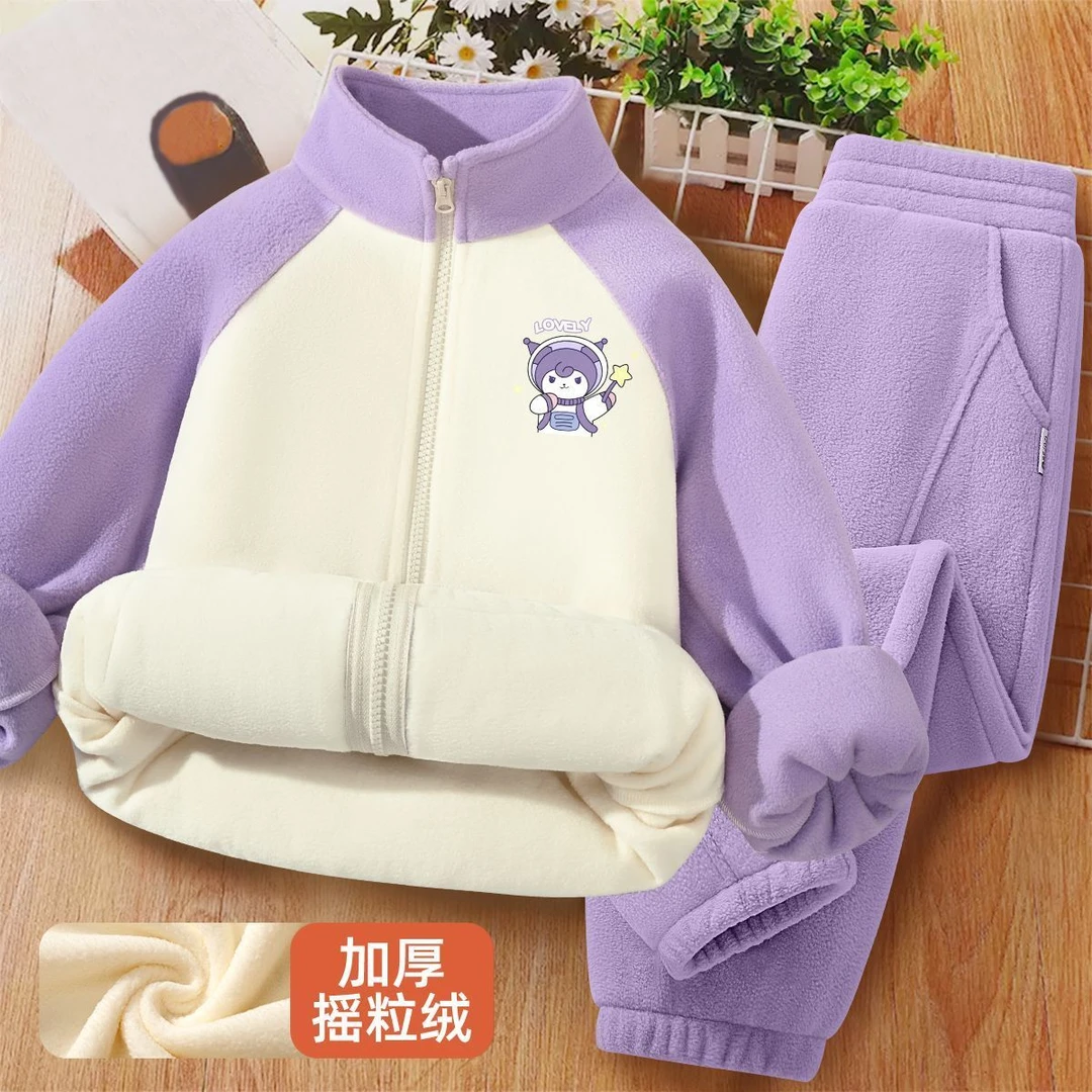 棉致儿童摇粒绒套装秋冬中大童保暖插肩外套JH3ST276A/JH3ST276B