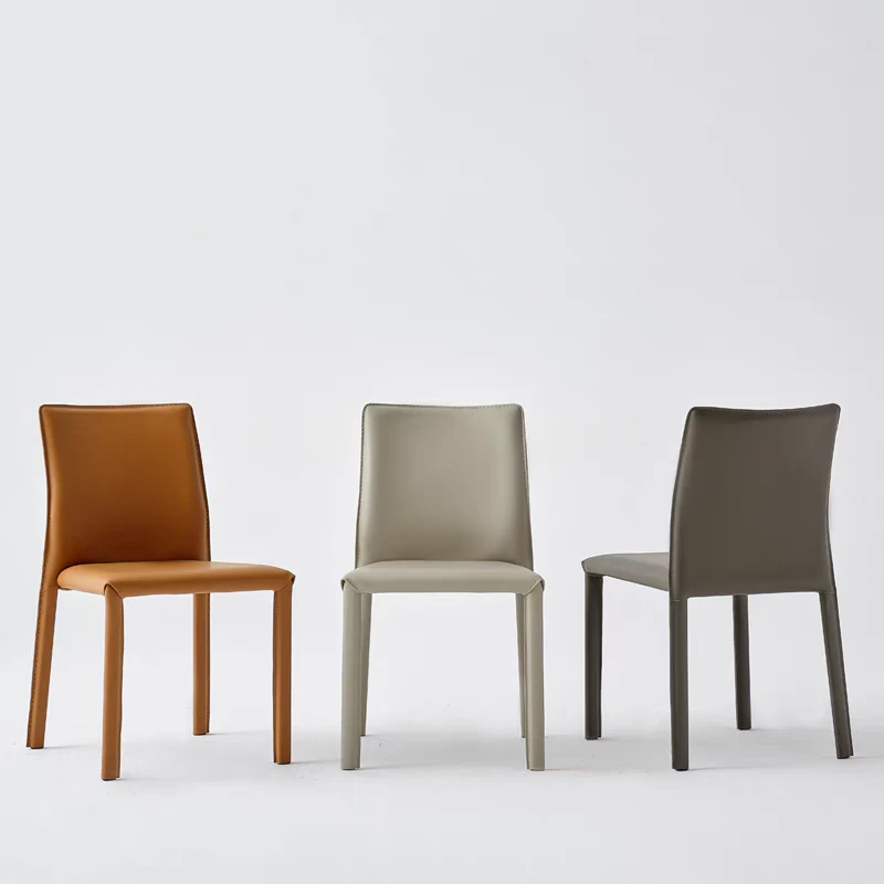 意式极简轻奢网红ins风可叠放餐椅皮椅马鞍椅靠背椅酒店家用简约