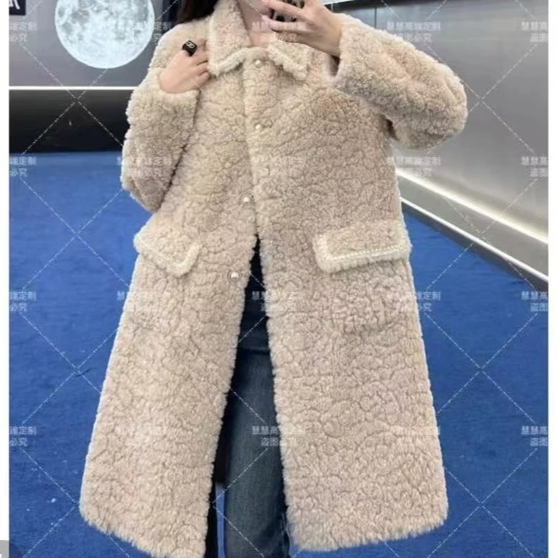 66198网红定制厚款韩版常规款皮毛一体纯色加绒女休闲短外套洋气