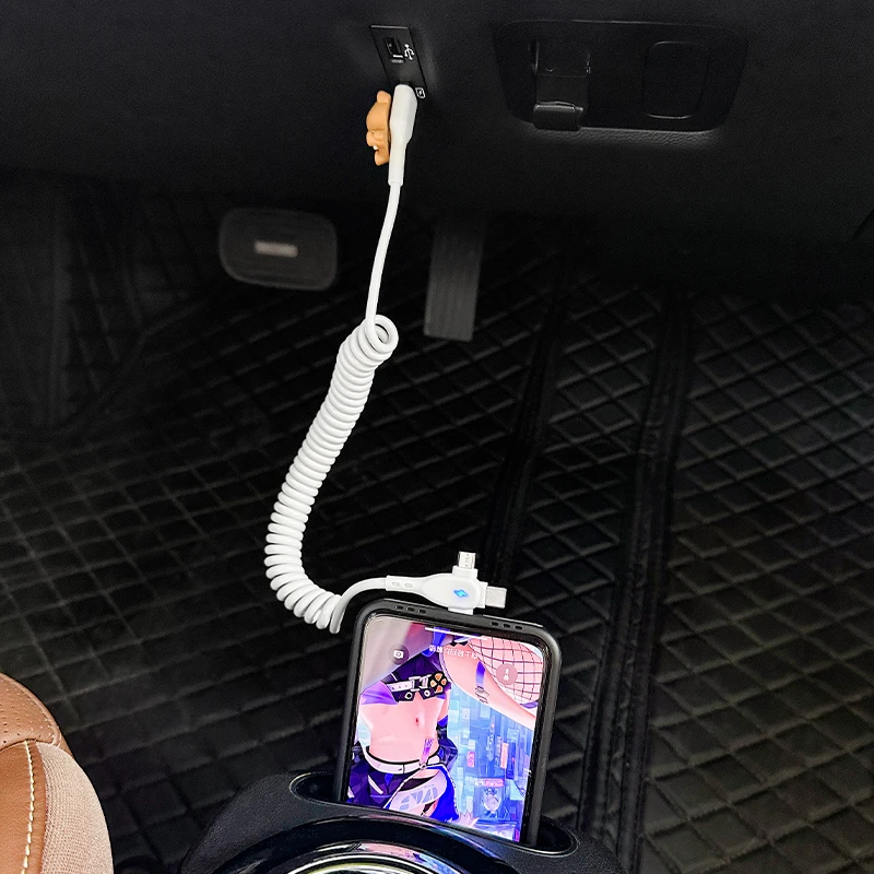 24款五菱缤果可爱充电数据线Type-c多用三合一收缩多功能快充