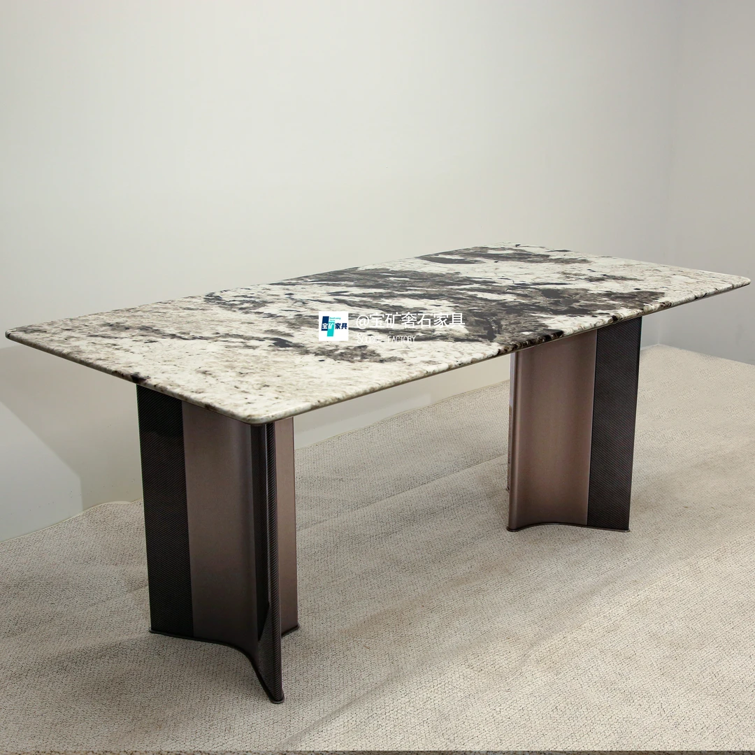 金孔雀天然奢石餐桌时尚简约轻奢别墅餐家具意式极简餐台设计师