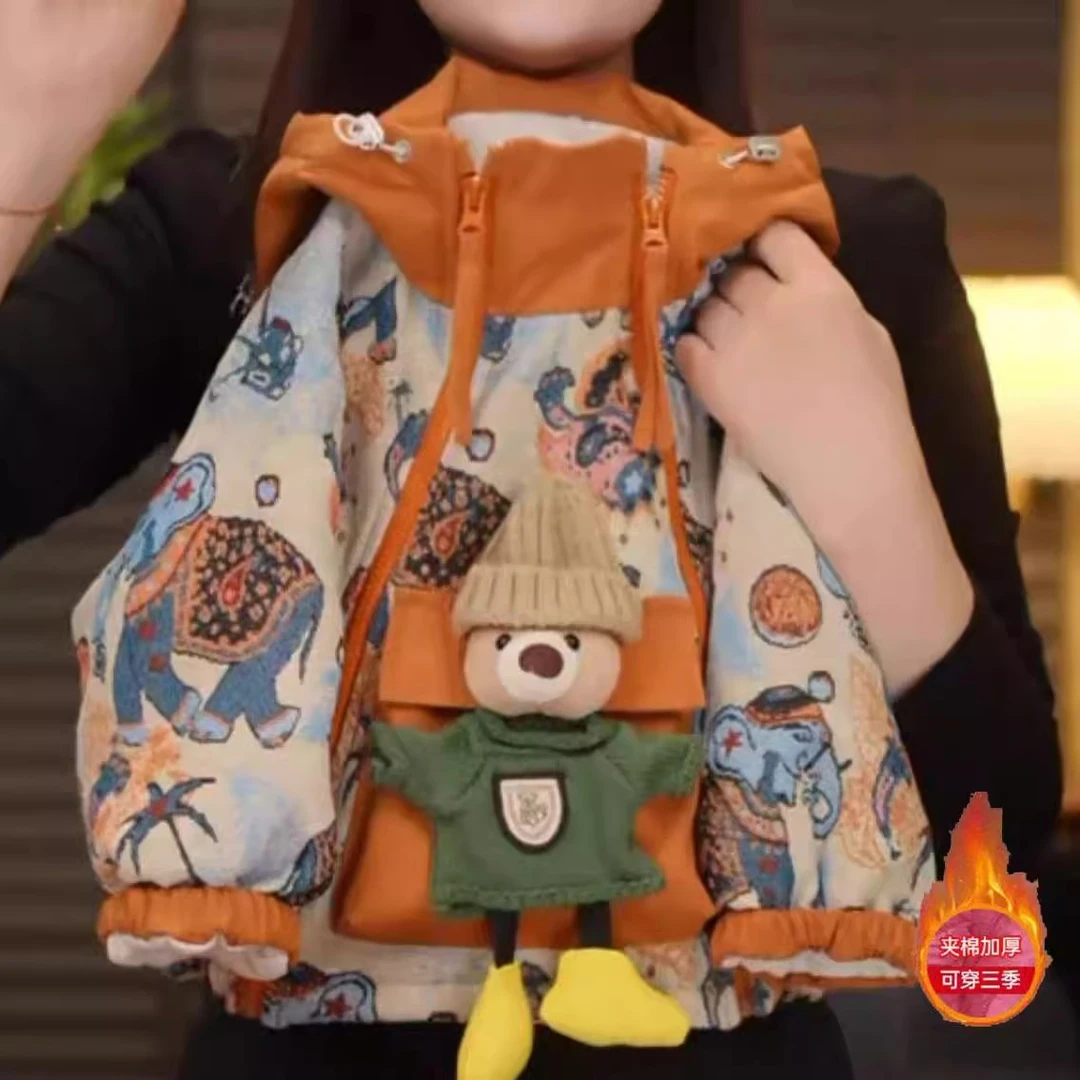 【工厂直发】儿童2024加绒加厚套装冲锋衣两件套棉服宝宝保暖两件套