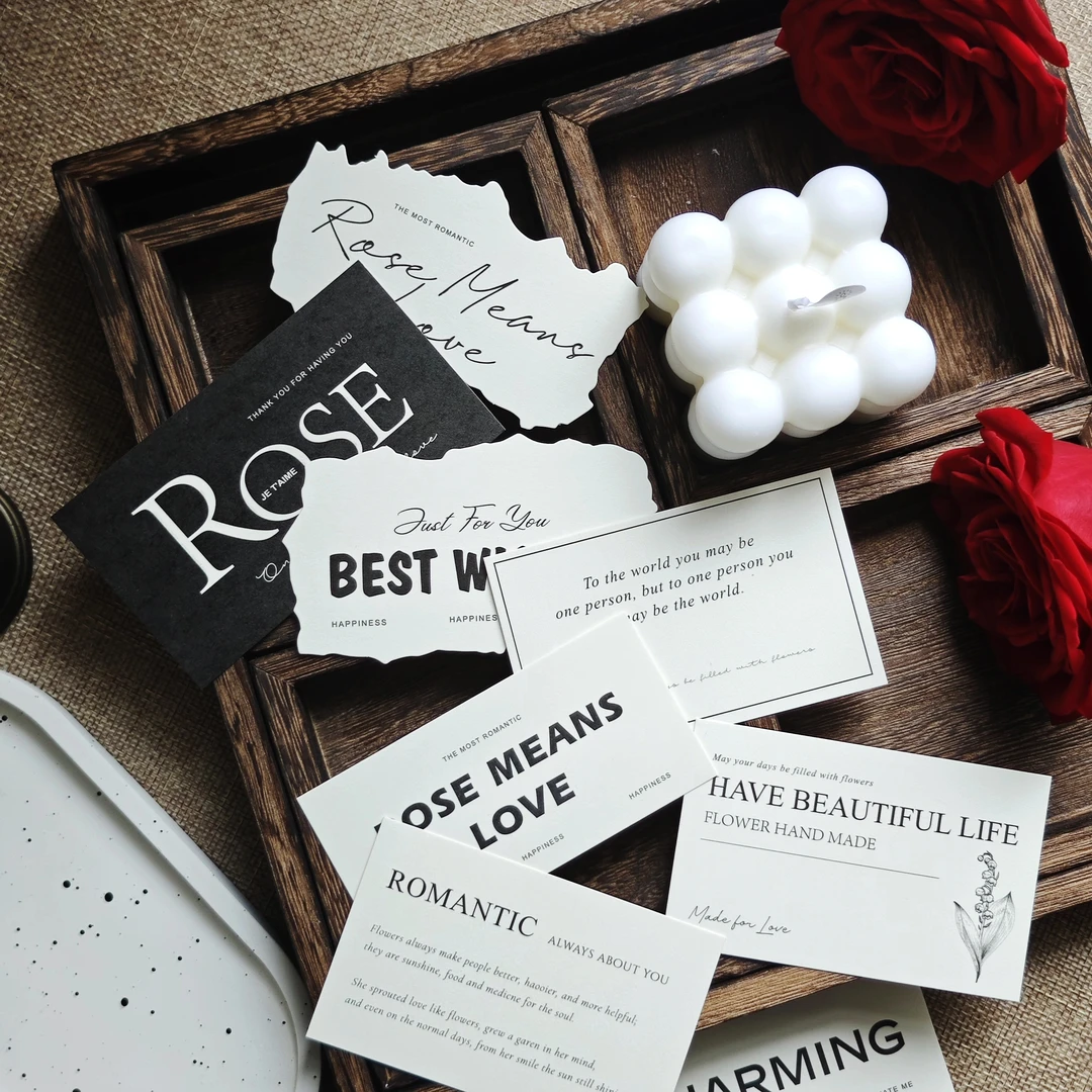 【花境】网红ins卡片 常用鲜花包装装饰贺卡简约黑白英文多用途花艺