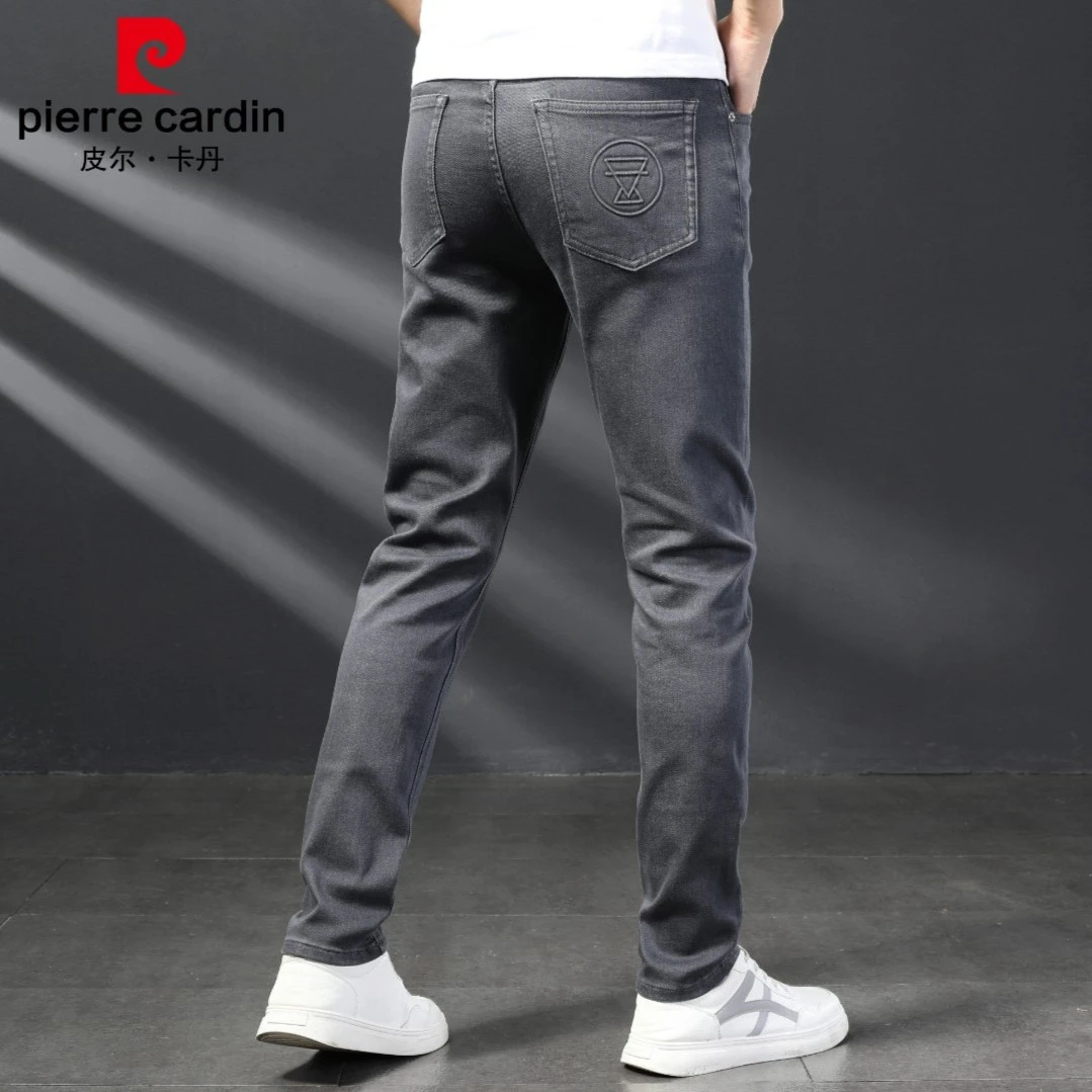 皮尔卡丹烟灰色牛仔裤男夏季薄款直筒宽松男裤2025新款休闲裤子男