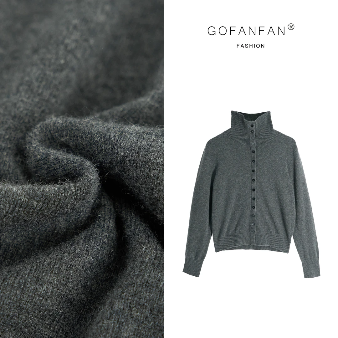 GFF STUFIO【精简系列】高领设计单排扣秋冬打底时髦针织开衫长袖