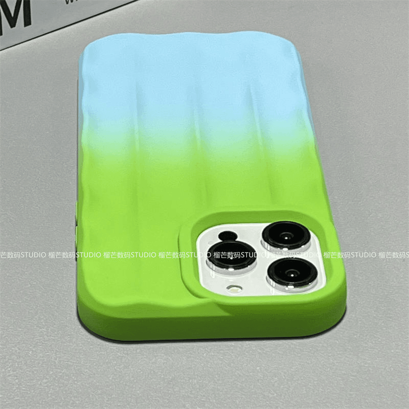 厚邦 ins渐变褶皱纹适用苹果14Promax手机壳iPhone13/12磨砂11/xr防摔