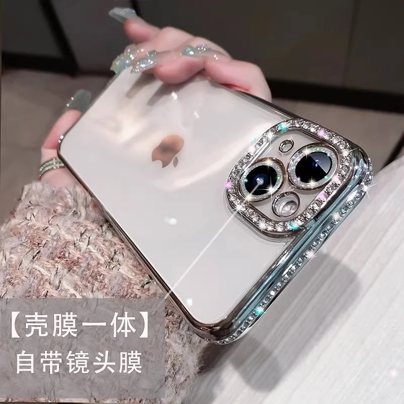 苹果15手机壳新款iPhone14透明全包13高级感水钻15promax高档女款