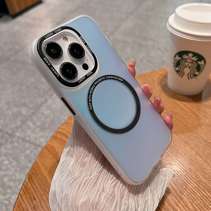 镭射渐变magsafe磁吸苹果15pro手机壳iphone14promax保护13硬套12