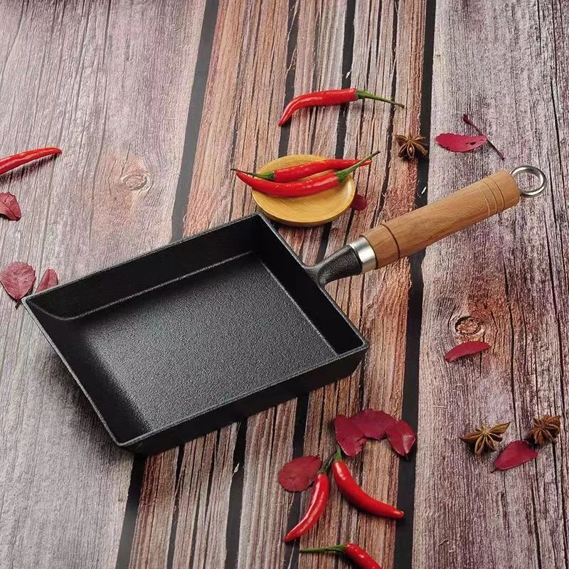 铸铁玉子烧煎锅日式鸡蛋卷方形煎蛋锅无涂层加厚不沾锅煎蛋平底锅