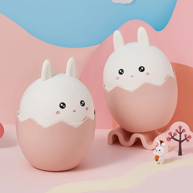 小兔桌面垃圾桶可爱带盖办公室垃圾筒客厅卧室床头柜小型纸篓收纳