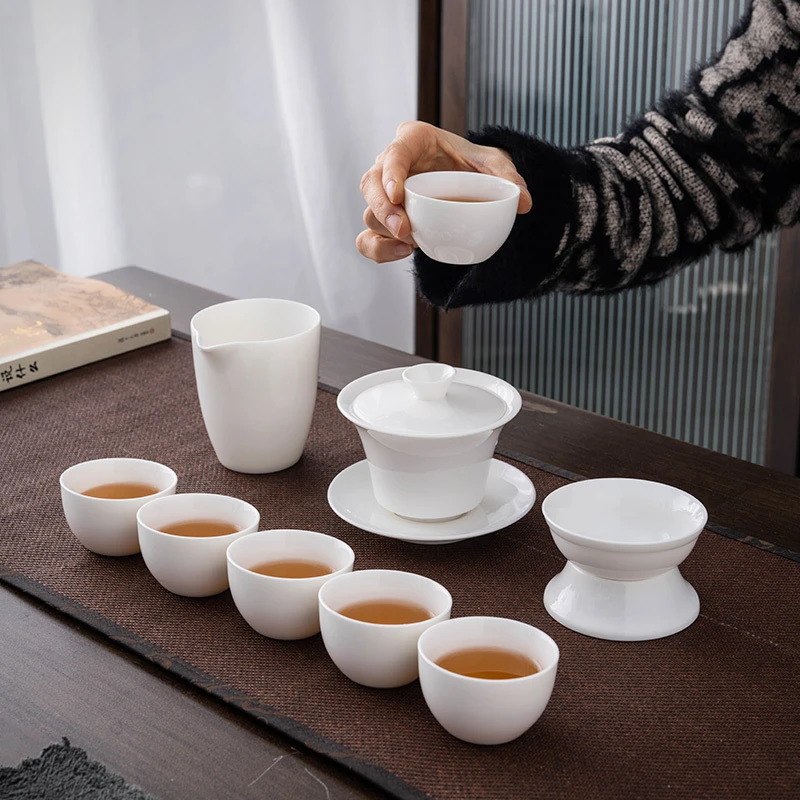 悬停功夫茶具茶具功夫茶具茶具套装整套茶具白瓷羊脂陶瓷家用三才