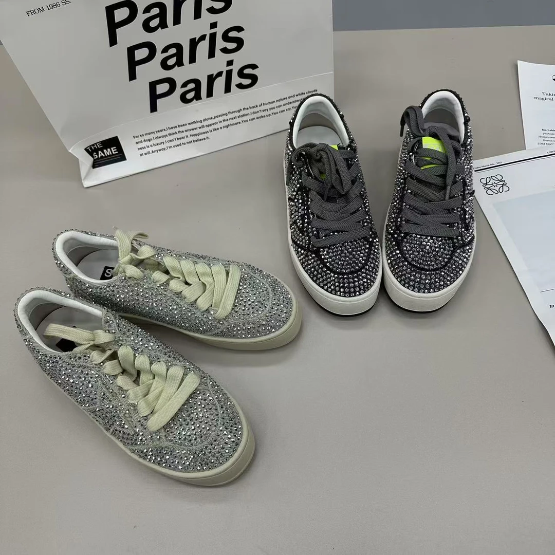 2025春季新款水钻时尚百搭厚底系带小众休闲鞋 M-9