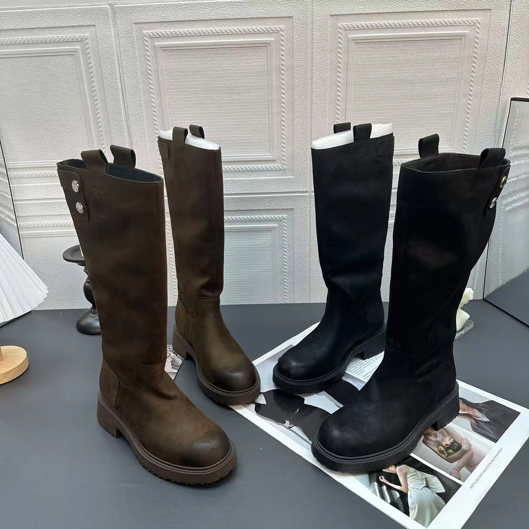 2025冬季新款长筒靴保暖防滑时尚厚底百搭马丁靴 759-21
