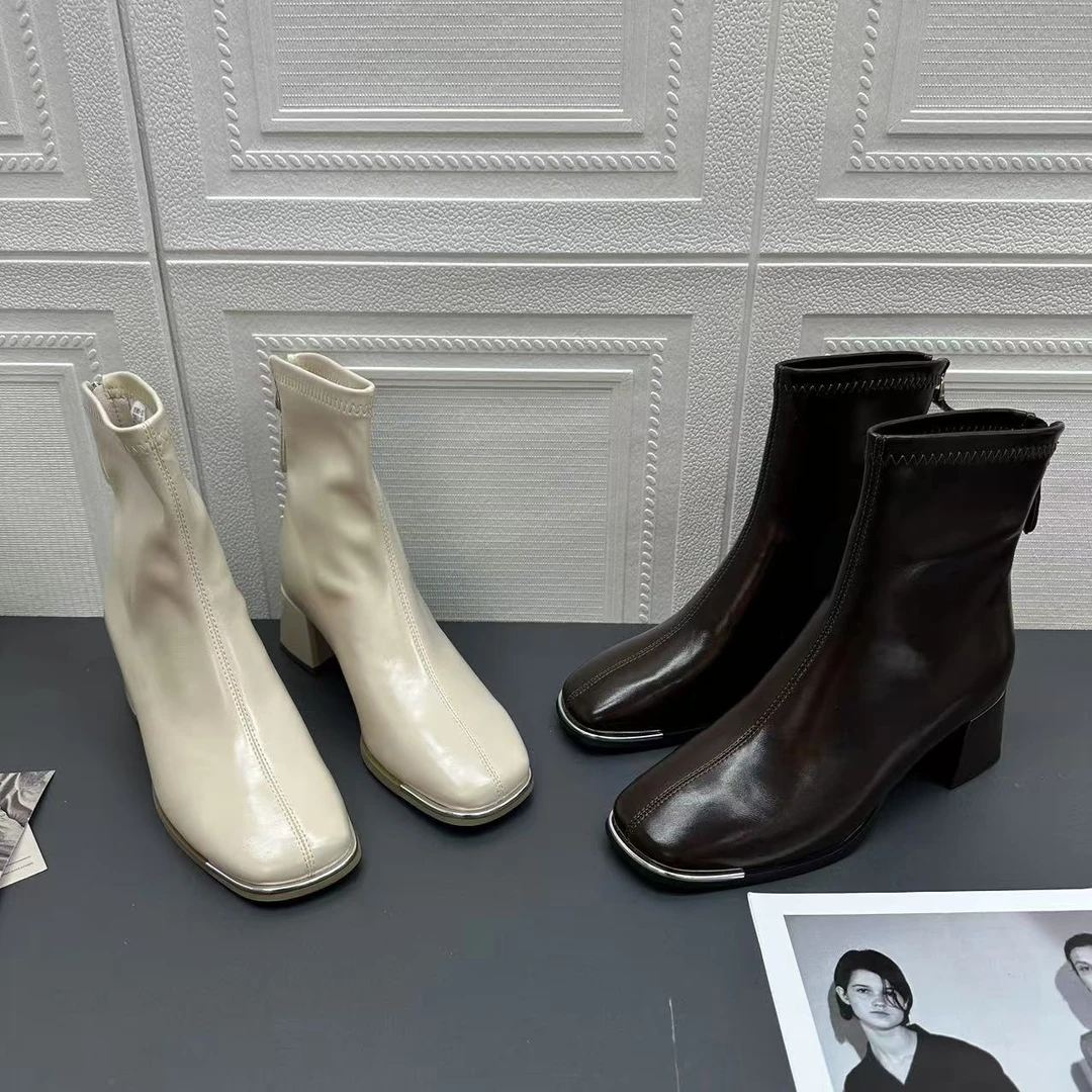2024冬季新款方头时尚气质保暖防滑百搭马丁靴 5180-1