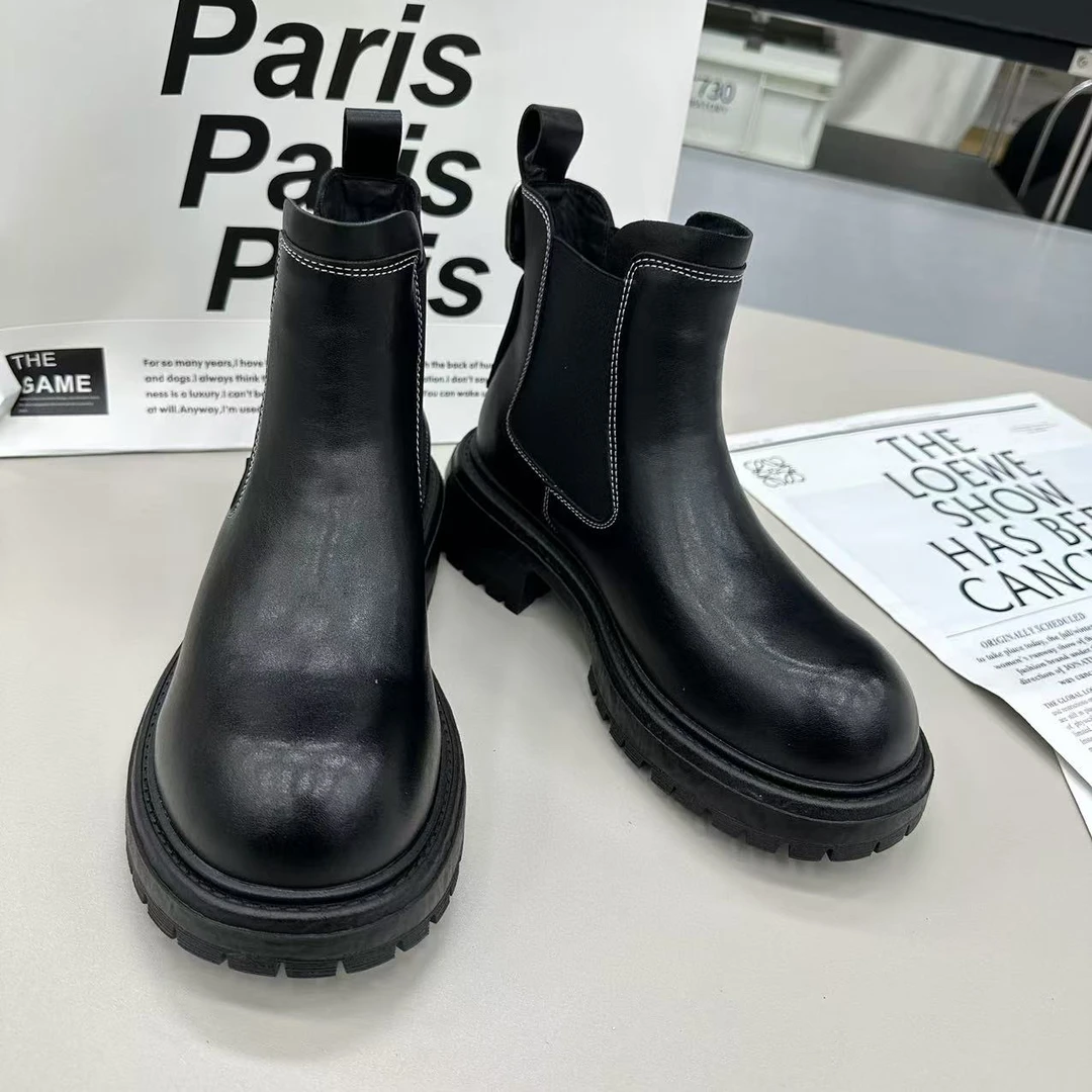 2024冬季新款时尚休闲百搭厚底中筒马丁靴 6-62