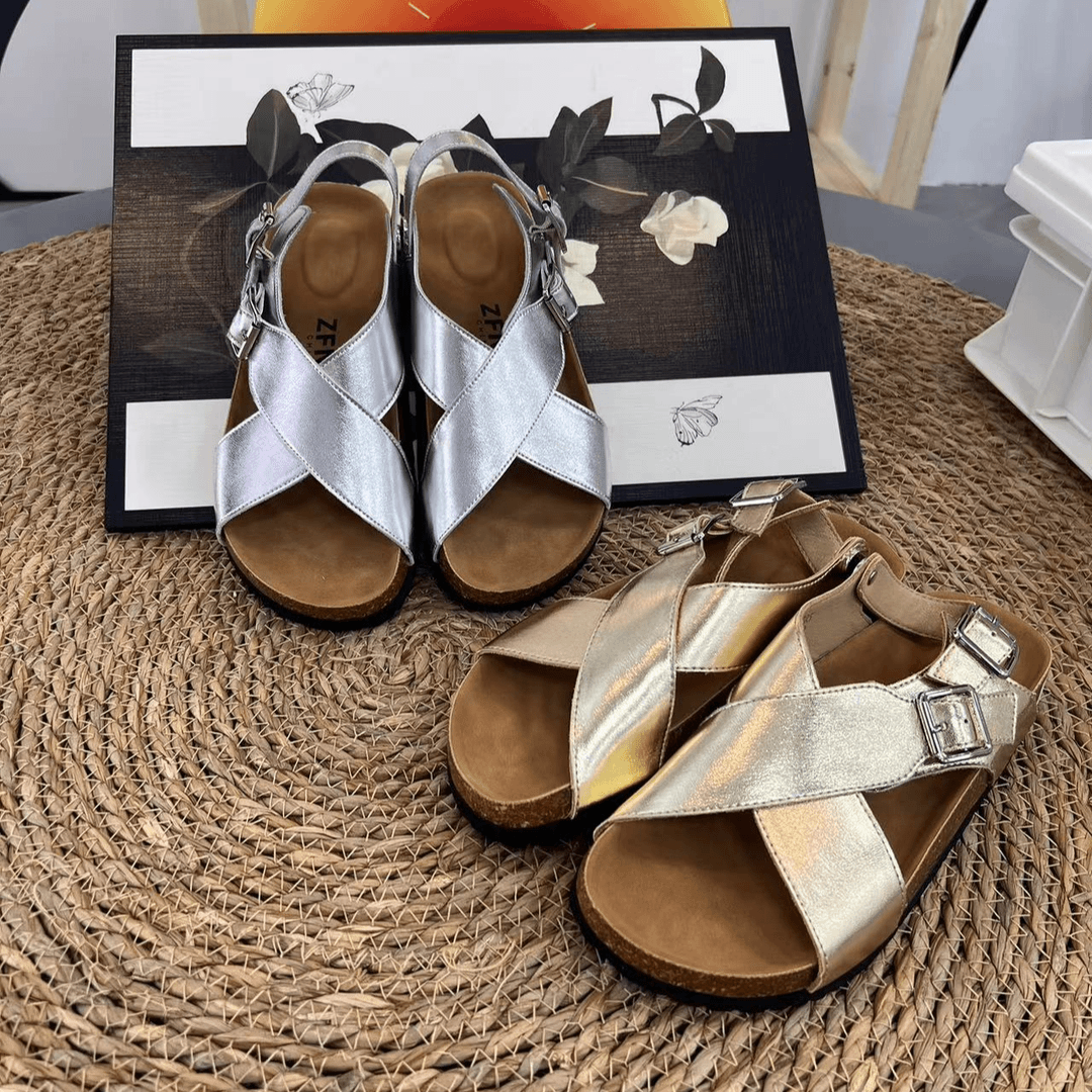 2024夏季新款透气搭扣平底防滑软木拖鞋 205