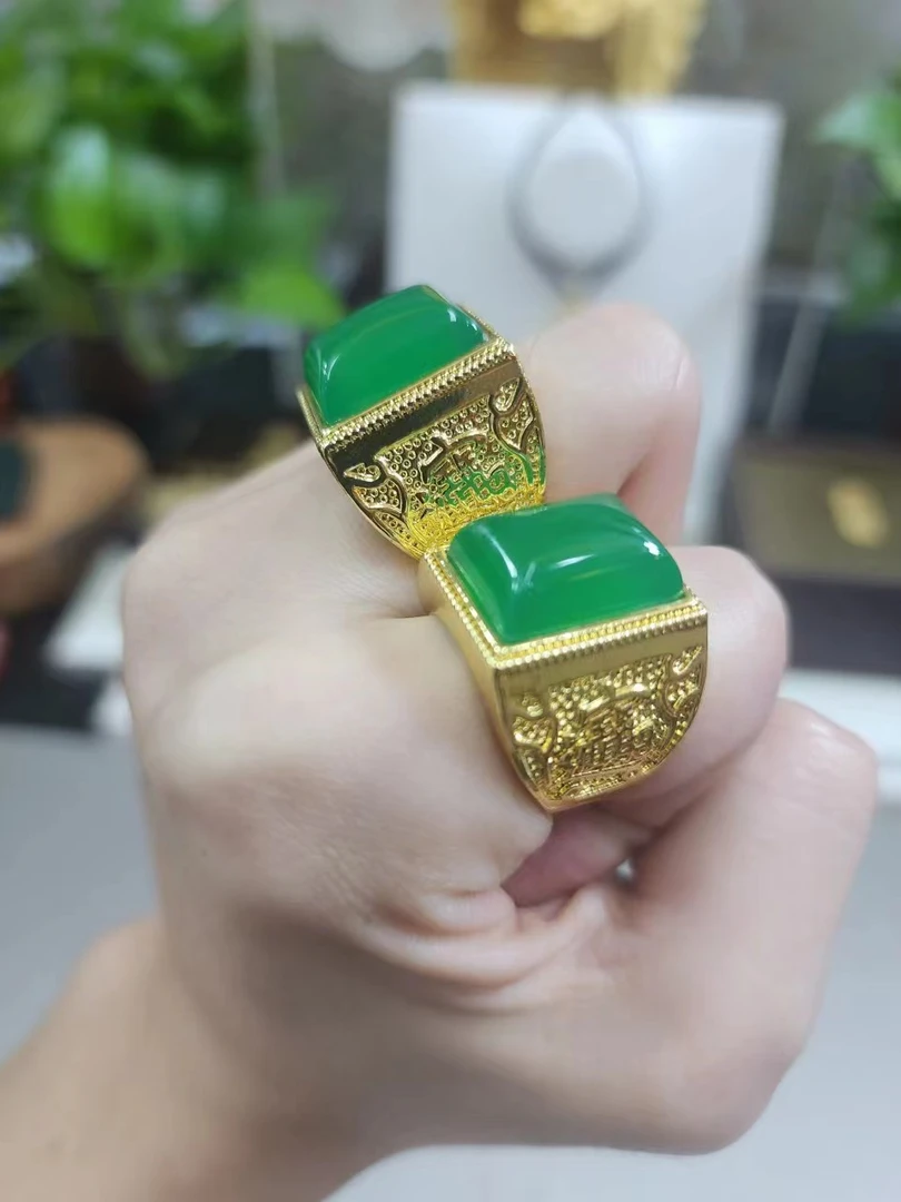 哥伦比亚进口天然玉石戒指-精美镶嵌 JQH