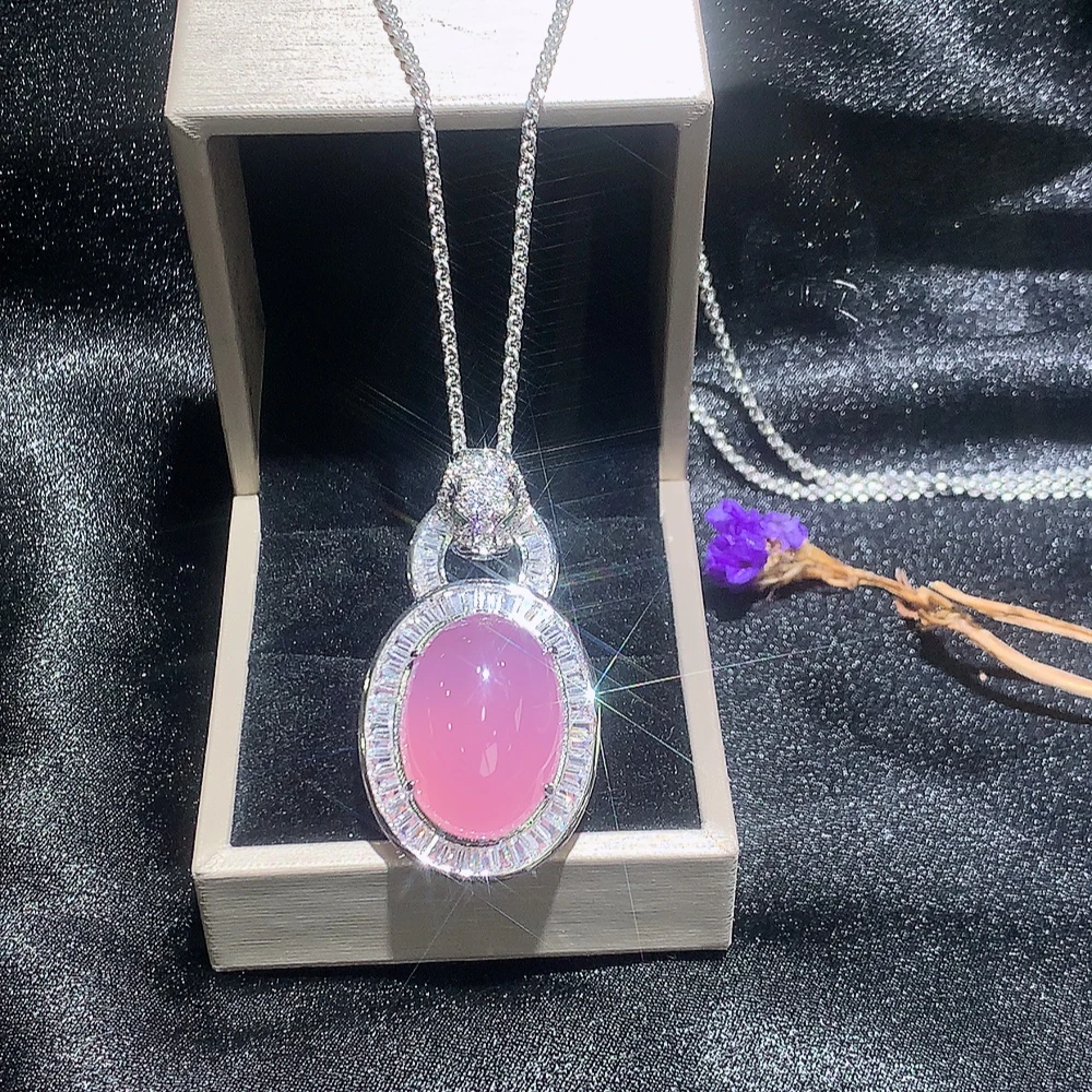 「霞姐珠宝」天然粉玉髓豹子头鸽子蛋吊坠