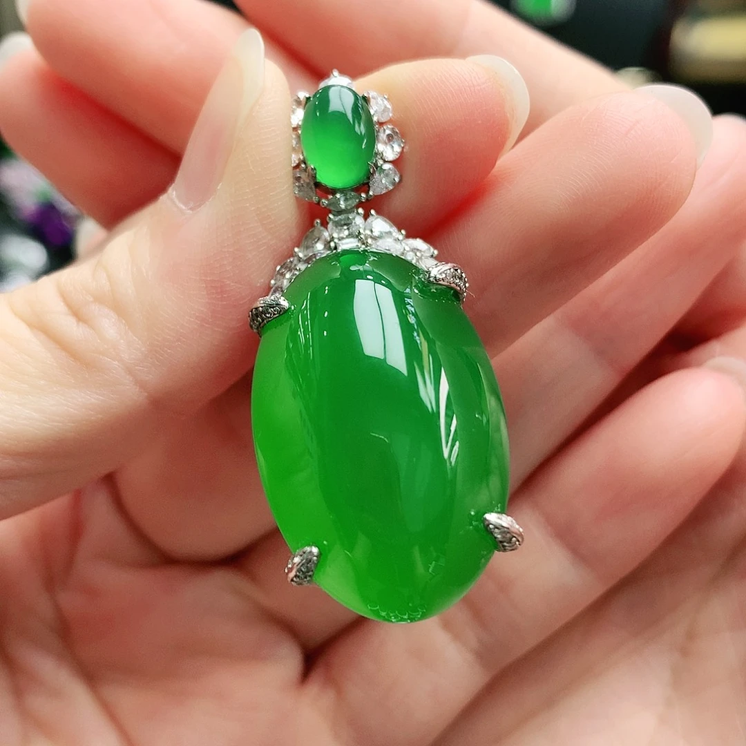 玛瑙/玉髓吊坠银S925镶嵌