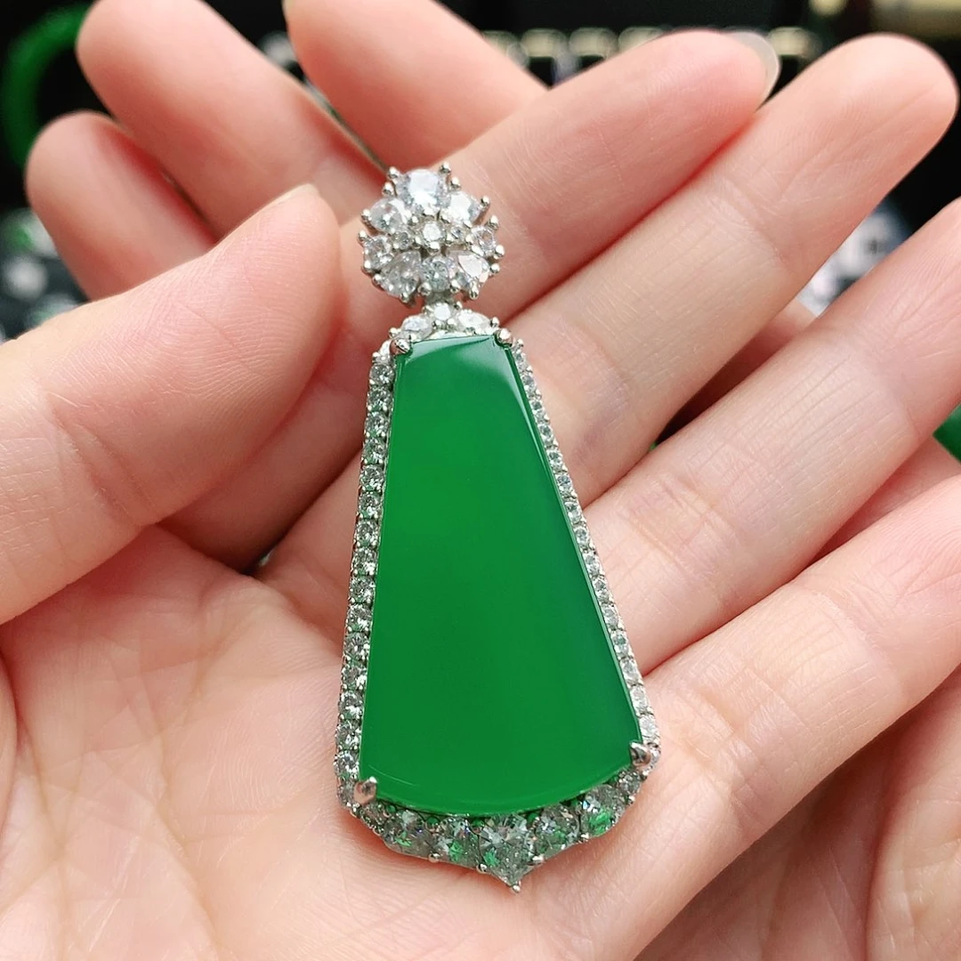 玛瑙/玉髓吊坠银S925镶嵌