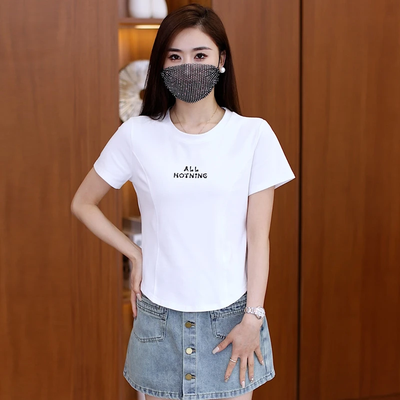 ESSENCEZAZOREVEAL/露卡索夏季气质t恤女显瘦设计感百搭圆领短袖