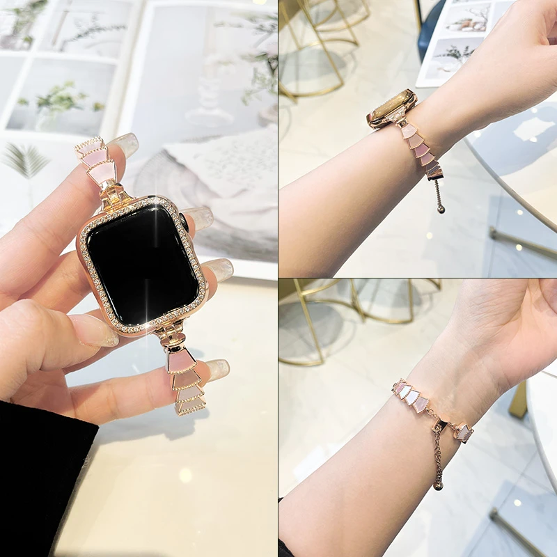 Dolah高级感蛇母贝贝壳表带适用Applewatch3456789代SE iwatch  1