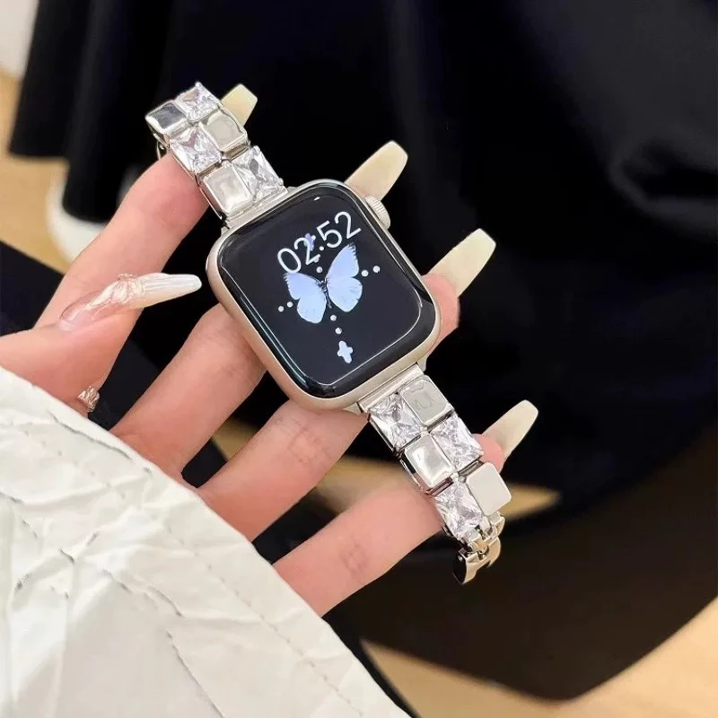 Dolah适用于AppleWatch S10/9/8/7/6系列高级感小冰块锆石表带114