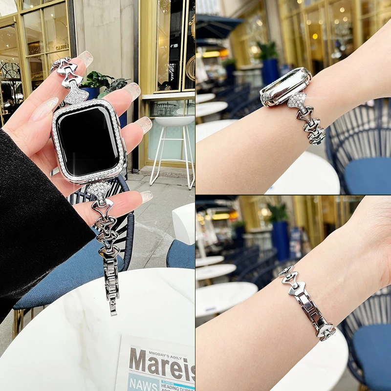 Dolah高级感扇形水滴钻表带适用Applewatch3456789代SE iwatch  2